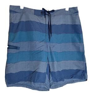 Toad & Co Cetacean Trunk Shorts UPF 40 Striped Supplex Nylon Water Repellent 34"